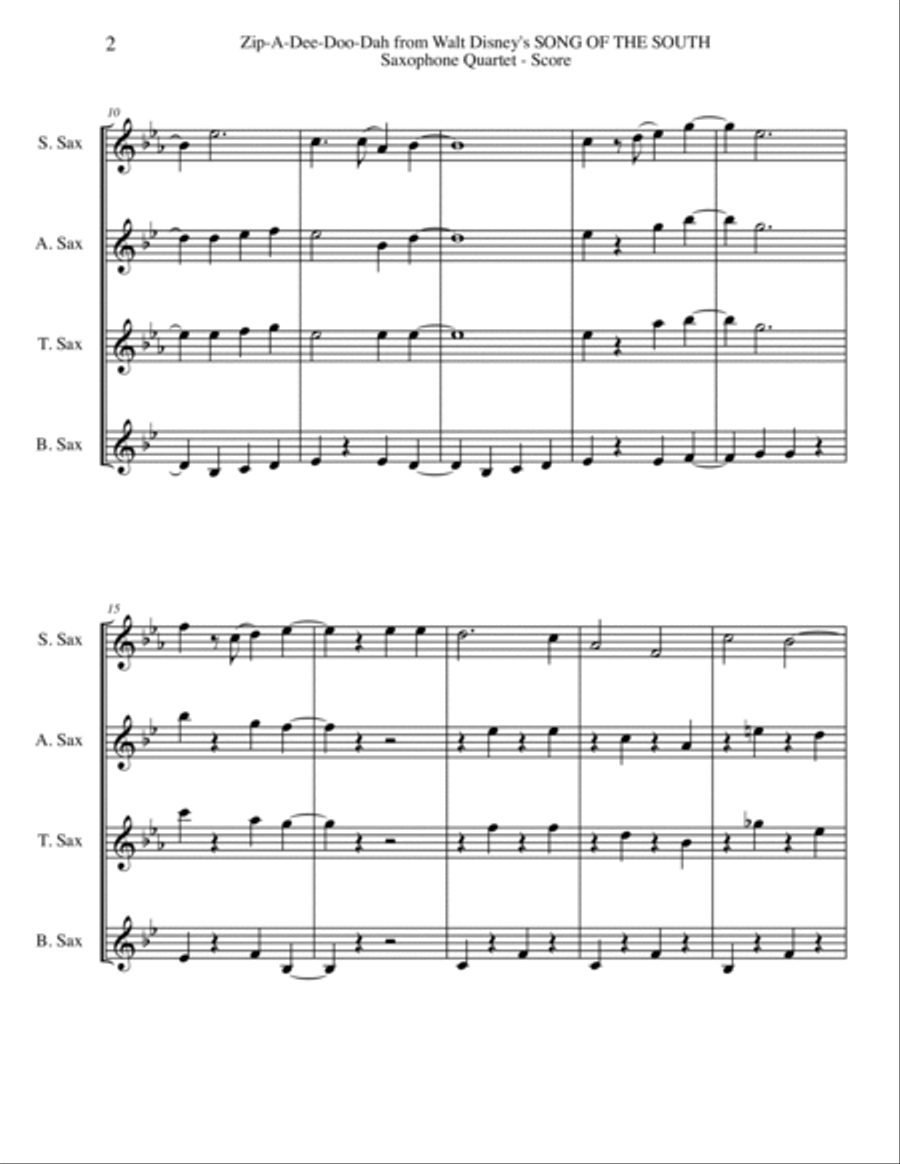 Zip-A-Dee-Doo-Dah Woodwind Quartet scores gallery preview page 2