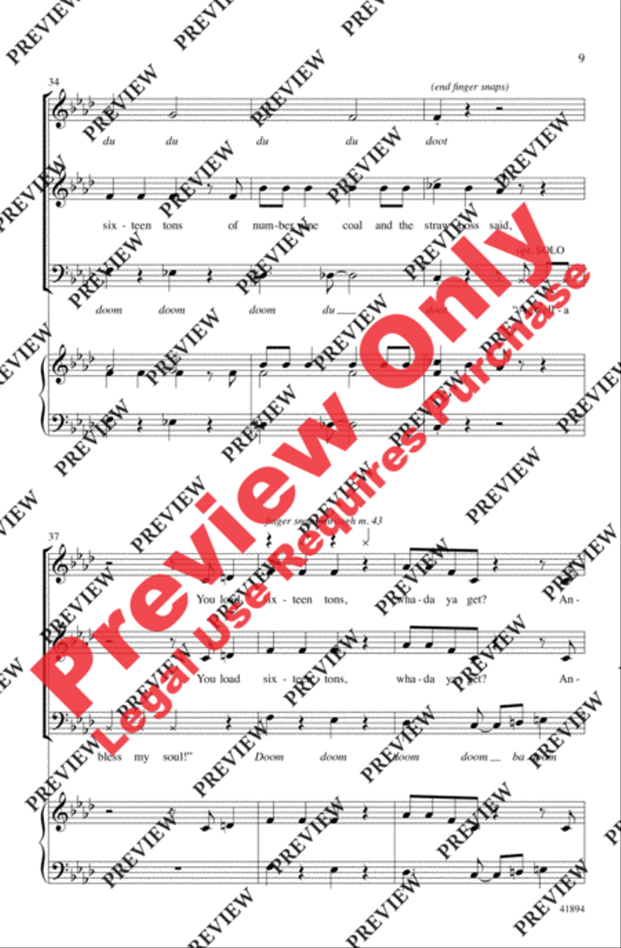 Sixteen Tons 3-Part scores gallery preview page 8