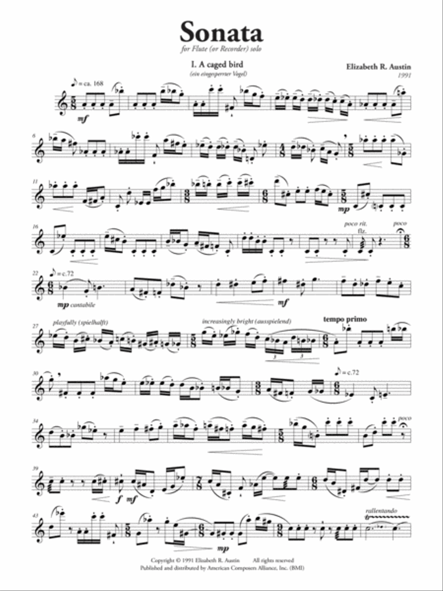 [Austin] Sonata for Flute or Soprano Recorder Small Ensemble scores gallery preview page 5
