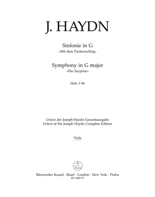 Book cover for Symphony, No. 94 G major Hob. I:94 'The Surprise'