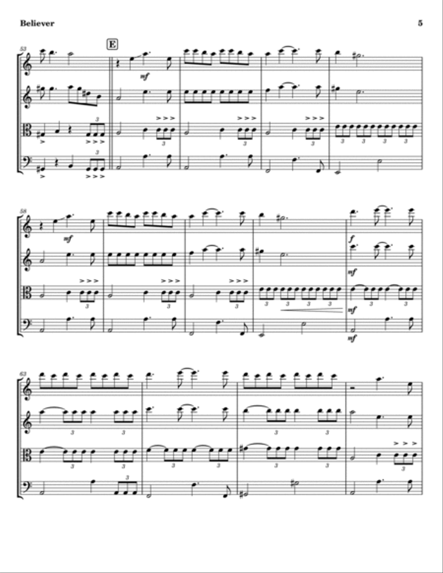 Believer Believer String Quartet scores gallery preview page 5