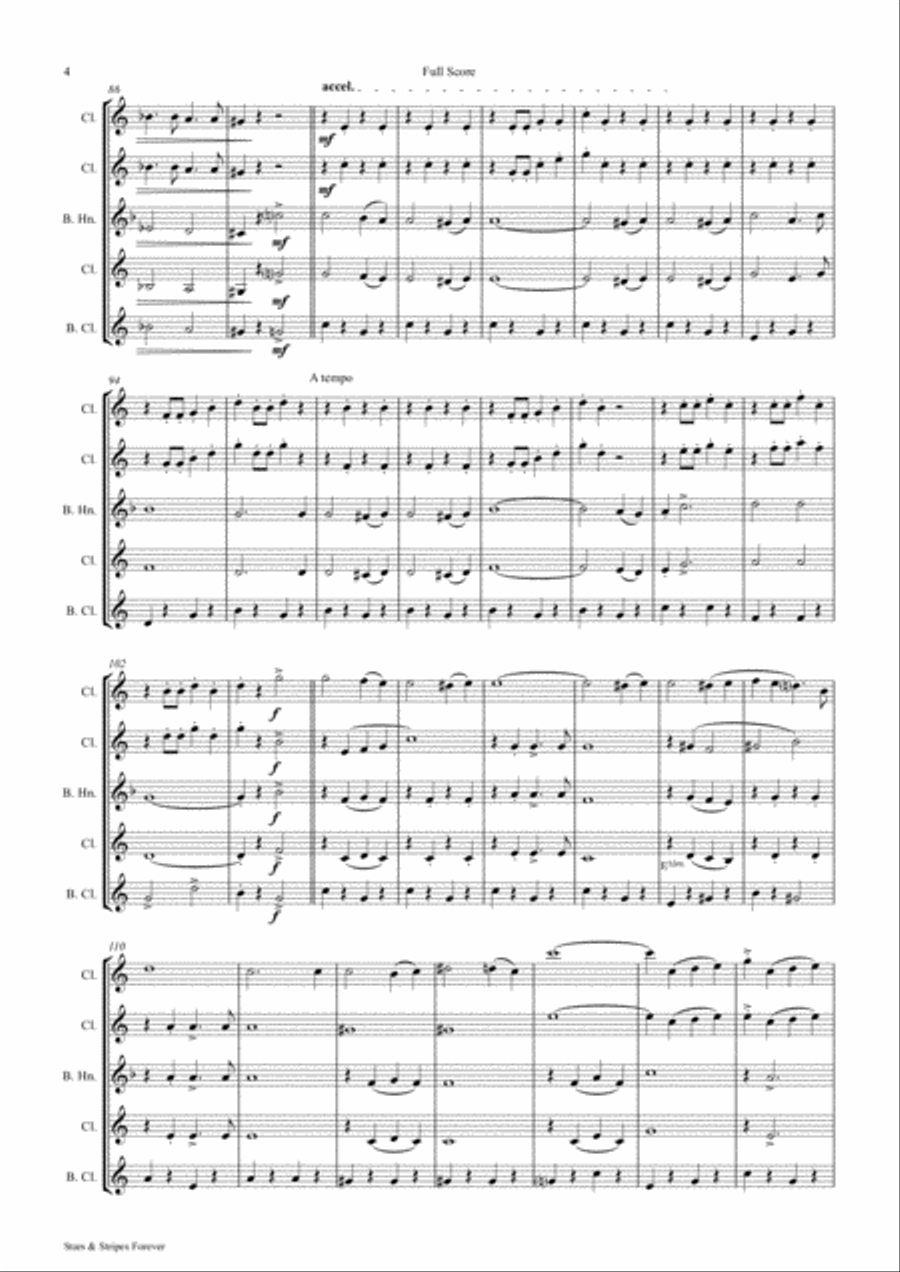 Stars and Stripes forever - Sousa - Clarinet Quartet Clarinet Quartet scores gallery preview page 5