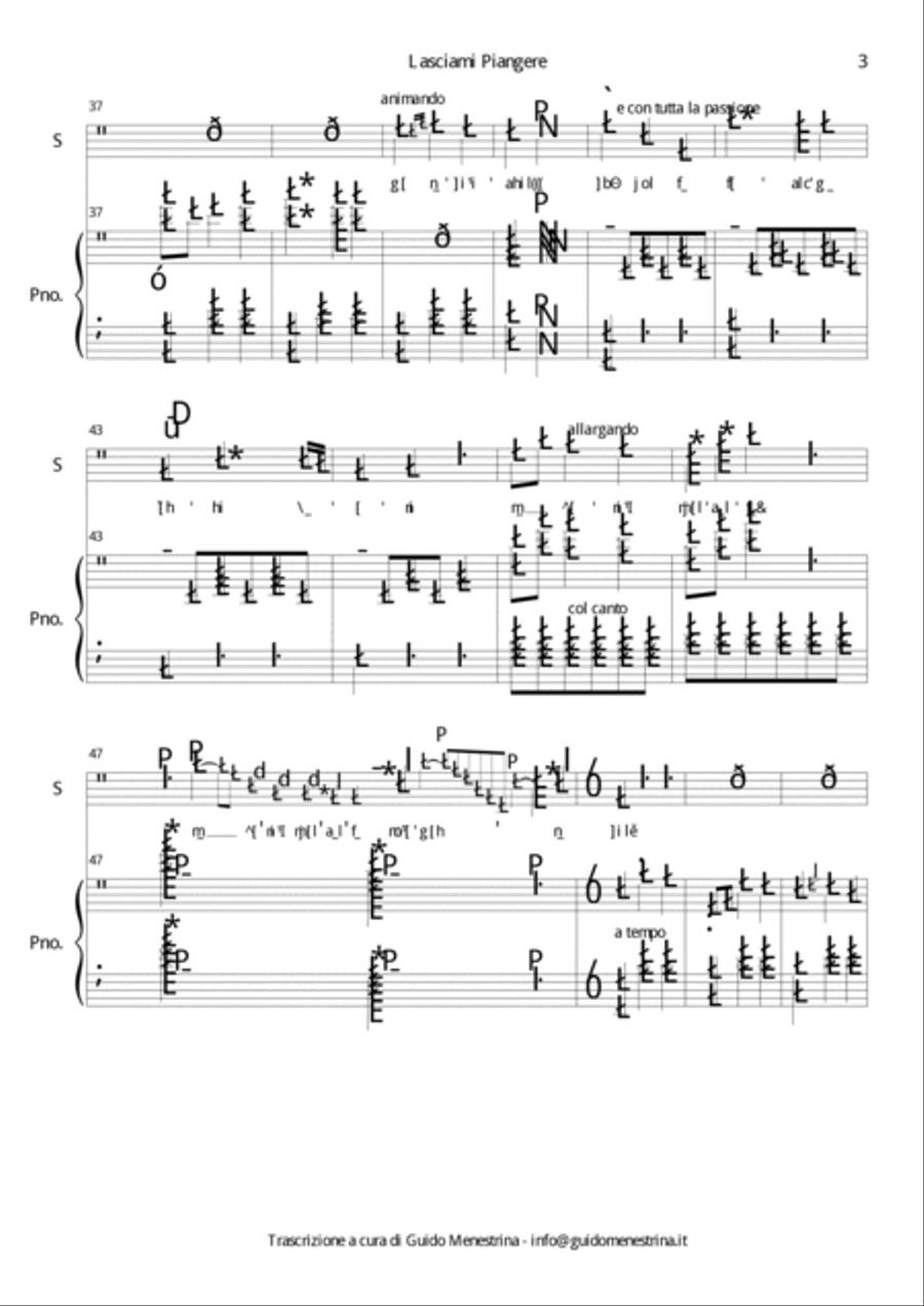 Giulio Riccardi / Nina West - Lasciami Piangere Soprano Voice scores gallery preview page 3