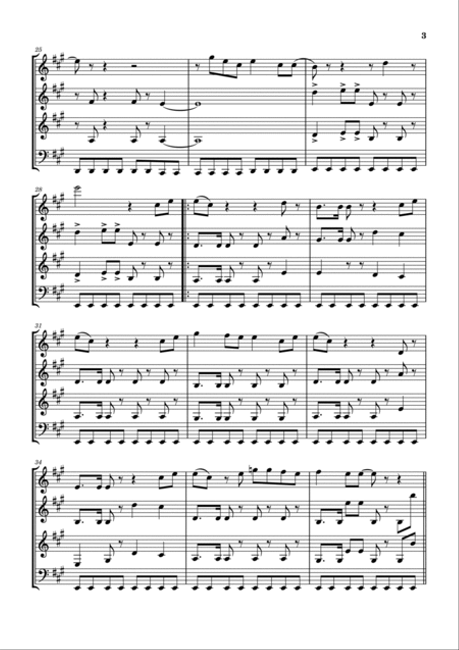 Everybody Have Fun Tonight Woodwind Quartet scores gallery preview page 4