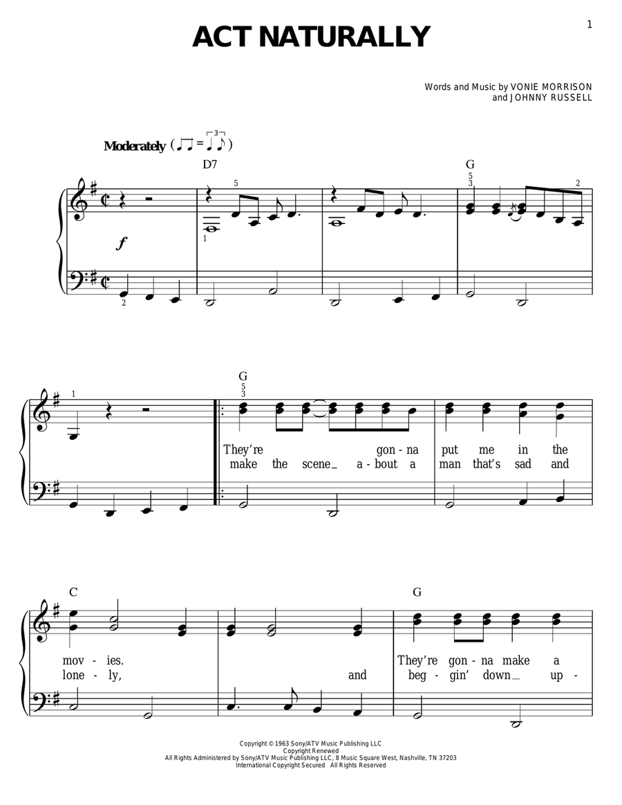 Act Naturally Easy Piano scores gallery preview page 1
