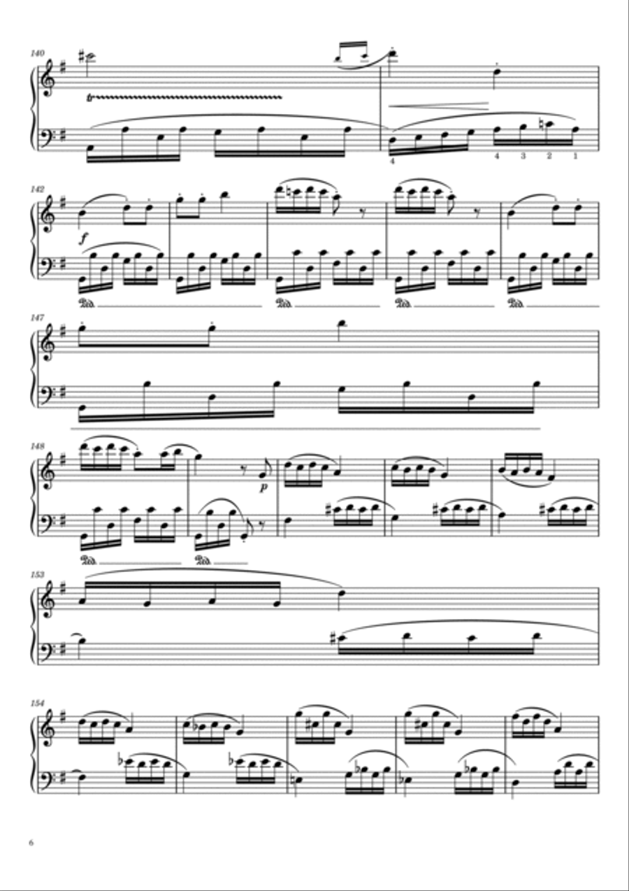 Rondo a Capriccio Op.129 in G Major, “Rage Over a Lost Penny”,Beethoven For Piano Solo With Finger Piano Solo scores gallery preview page 6