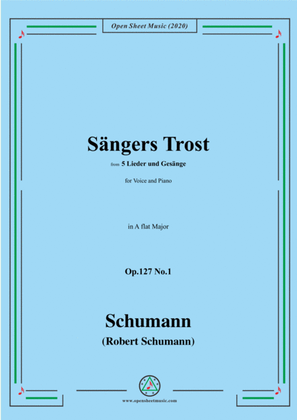 Book cover for Schumann-Sängers Trost Op.127 No.1,in A flat Major,for Voice and Piano