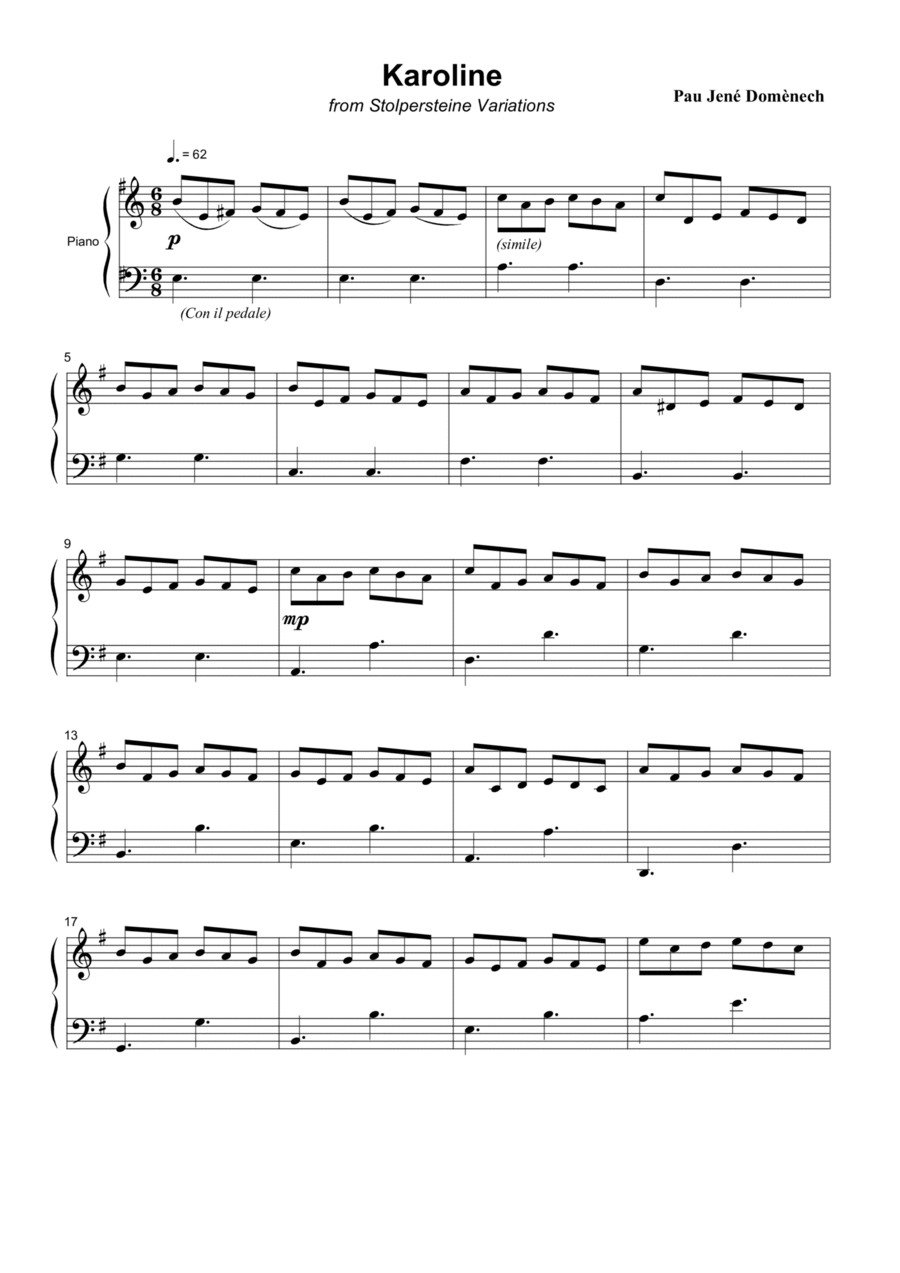 Karoline, Stolpersteine Variations Piano Solo scores gallery preview page 1