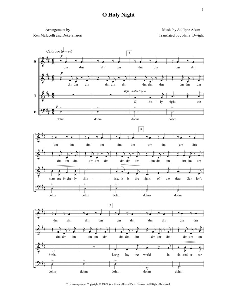 O Holy Night 4-Part scores gallery preview page 1