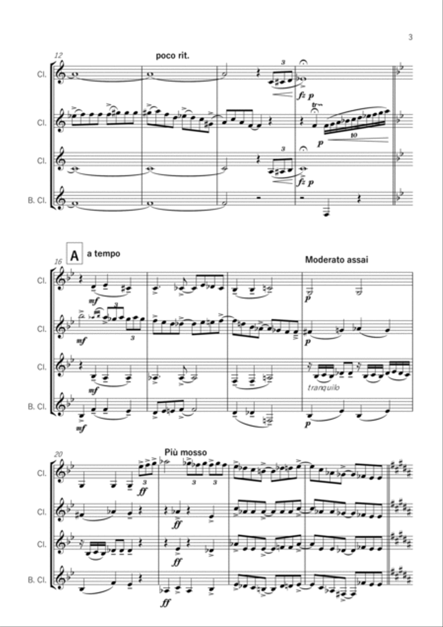 Rhapsody in Blue - Gershwin, for Clarinet Quartet Clarinet Quartet scores gallery preview page 3