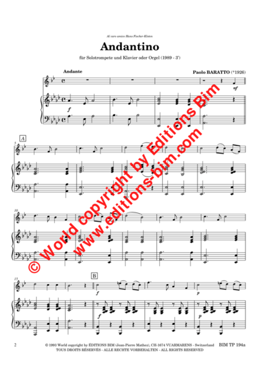 Andantino Andantino Trumpet Solo scores gallery preview page 2