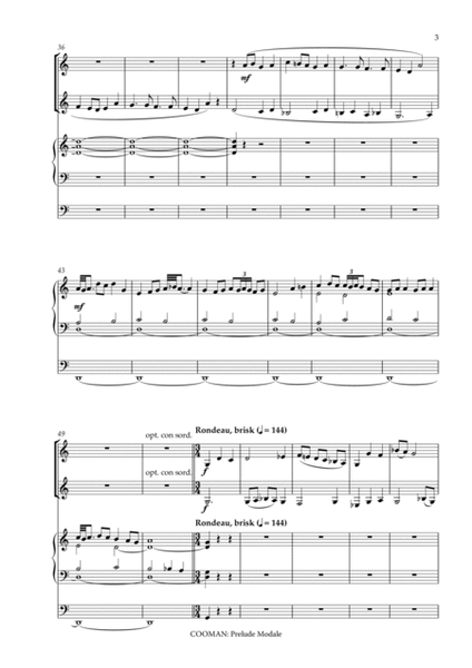 Carrson Cooman - Prelude Modale (2011) for two horns and organ by Carson Cooman Horn - Digital Sheet Music