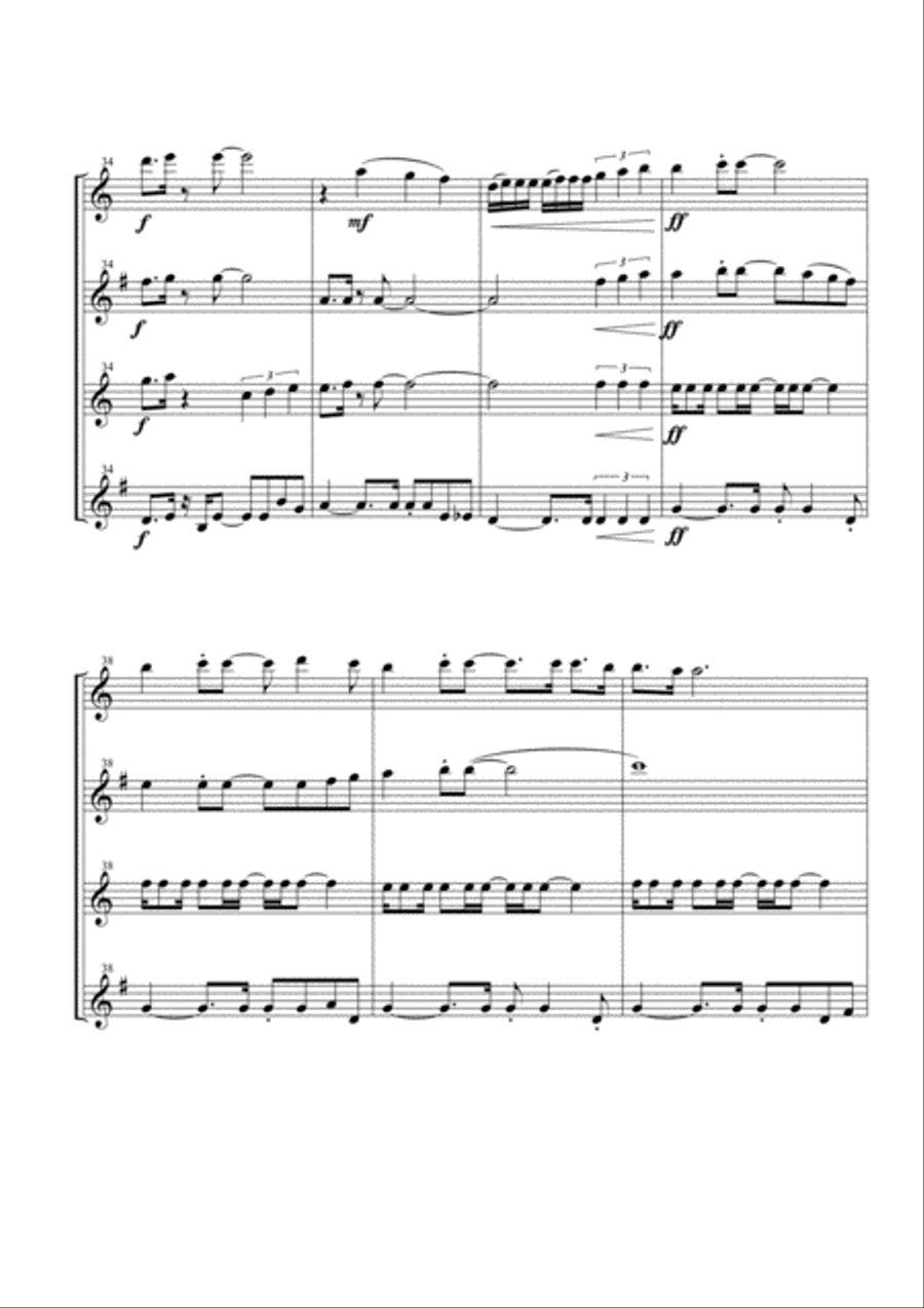 Dancing Queen Woodwind Quartet scores gallery preview page 6