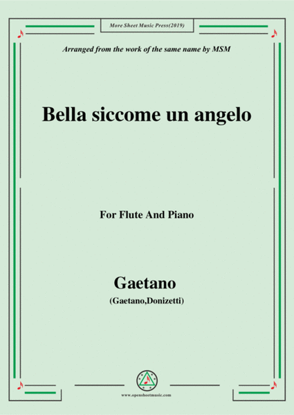 Gaetano-Bella siccome un angelo, for Flute and Piano image number null