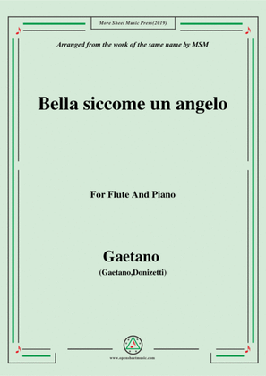 Gaetano-Bella siccome un angelo, for Flute and Piano