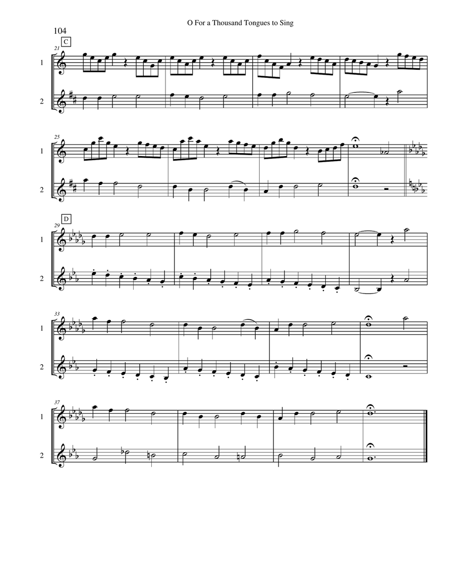 Ten Selected Hymns for the Performing Duet, Vol. 6 - flute and trumpet Flute scores gallery preview page 4