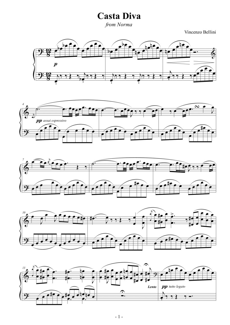 Casta Diva (C major) Casta Diva (C major) Voice scores gallery preview page 1