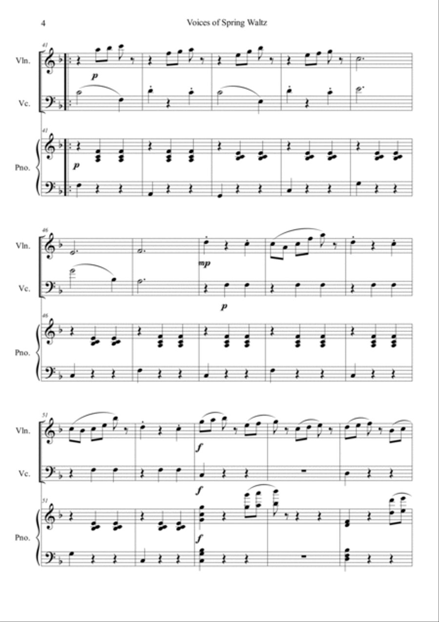 Voice of Spring Waltz Piano Trio scores gallery preview page 4