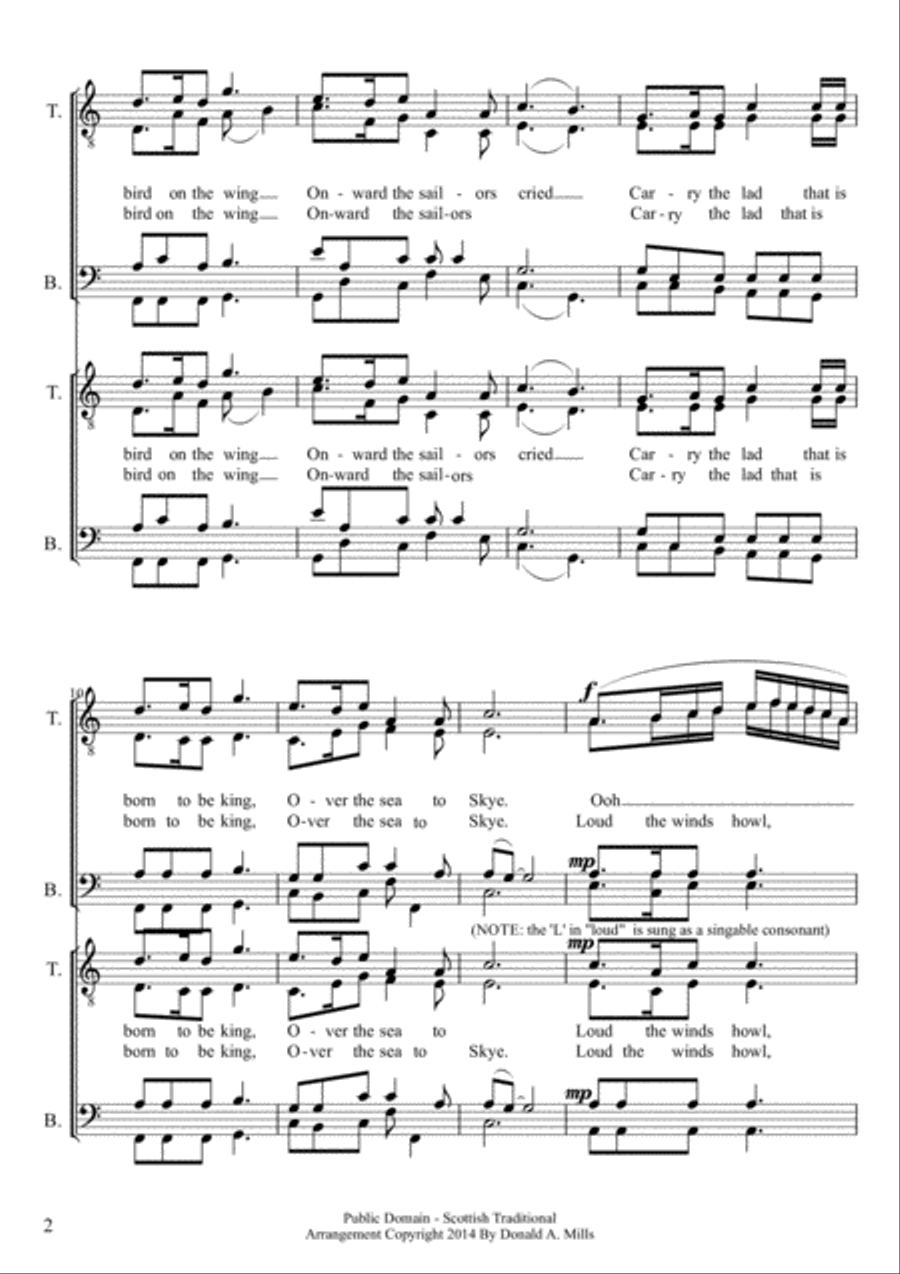 The Skye Boat Song TTBB scores gallery preview page 2