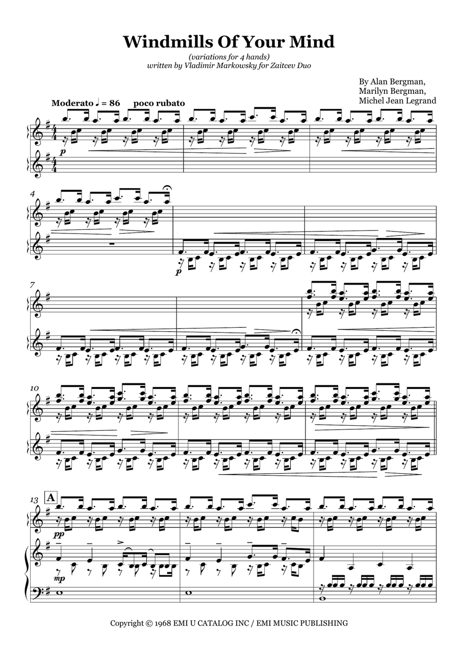 Windmills Of Your Mind Score and Parts scores gallery preview page 1