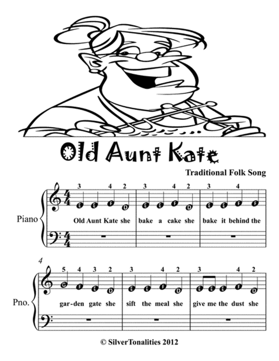 Old Aunt Kate Beginner Piano Sheet Music