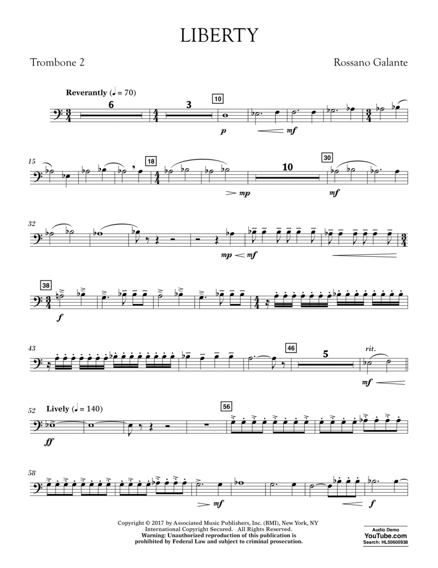 Liberty - Trombone 2 Trombone scores gallery preview page 1