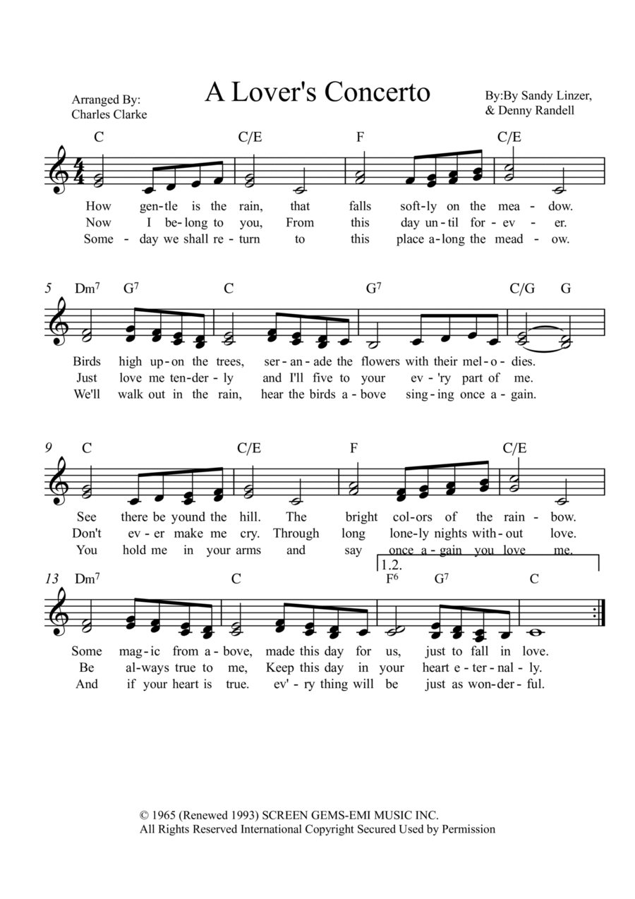 A Lover's Concerto SA scores gallery preview page 1