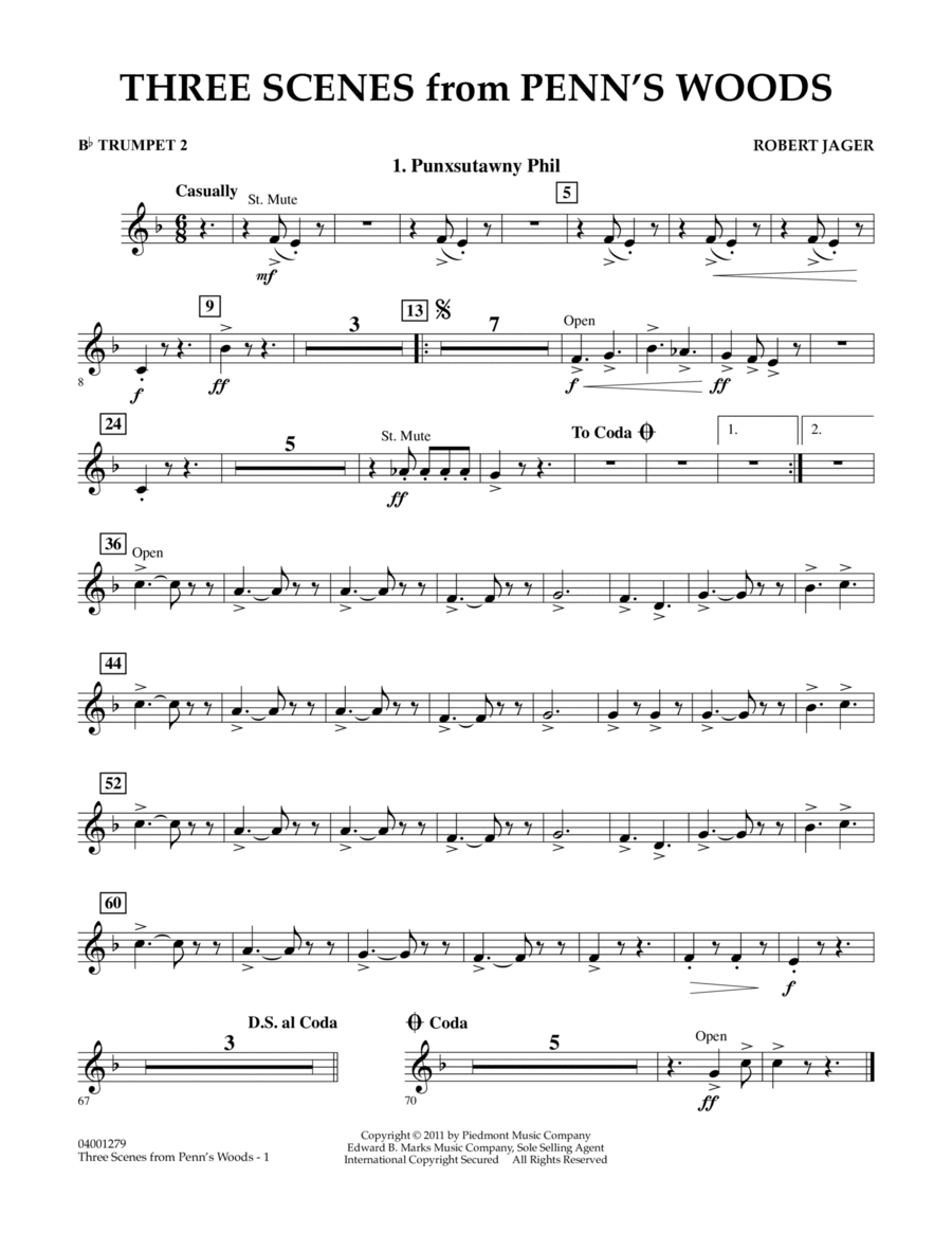 Three Scenes From Penn's Woods - Bb Trumpet 2 Concert Band scores gallery preview page 1