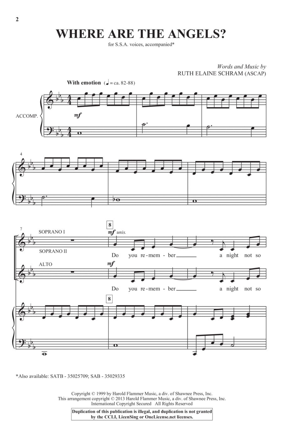Where Are The Angels SSA scores gallery preview page 1