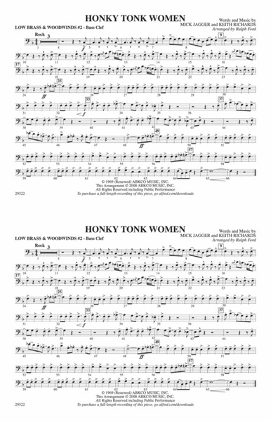 Honky Tonk Women: Low Brass & Woodwinds #2 - Bass Clef