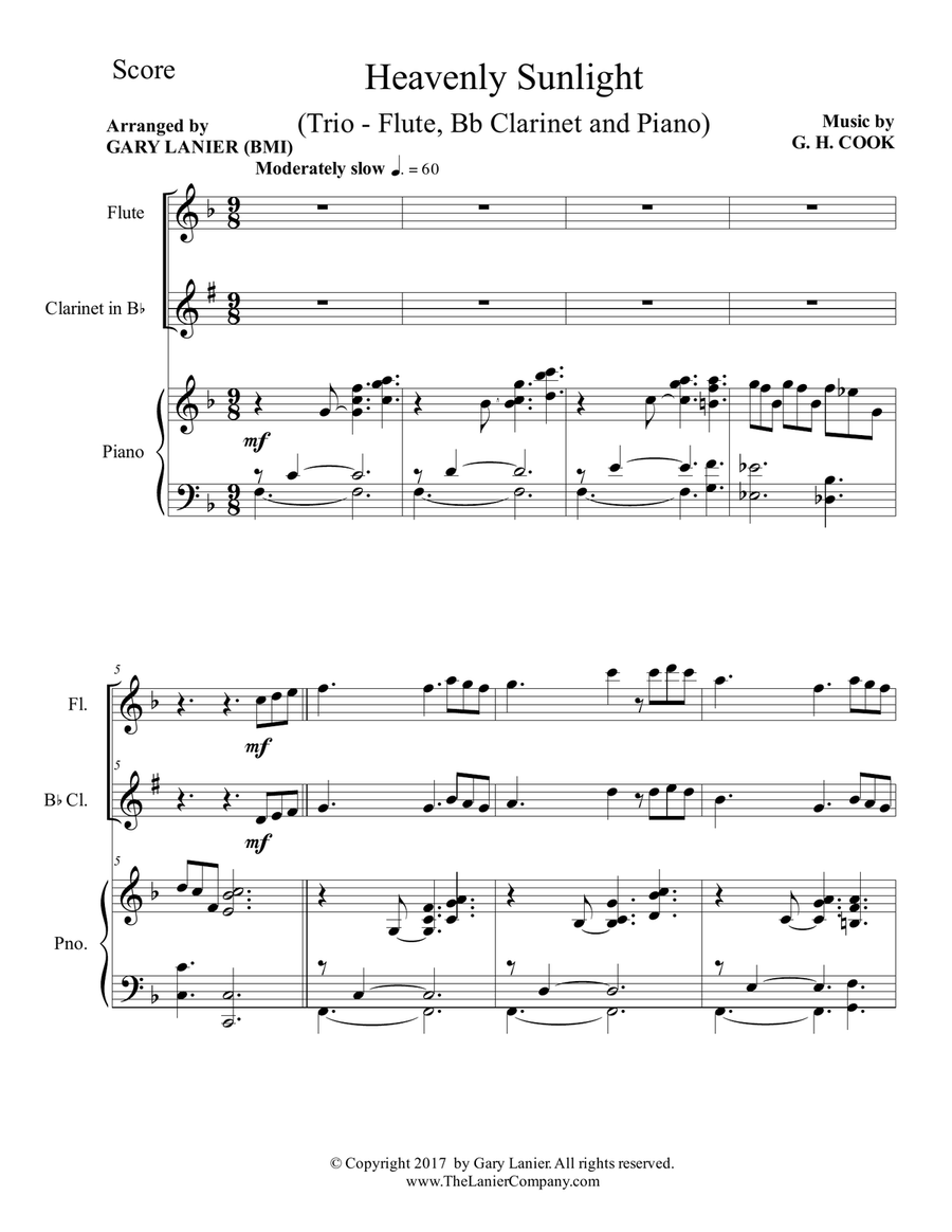 HEAVENLY SUNLIGHT (Trio - Flute, Bb Clarinet & Piano with Score/Parts) Woodwind Duet scores gallery preview page 2
