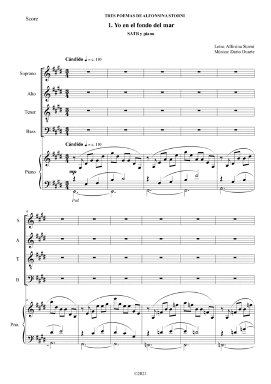 Three poems by Alfonsina Storni 4-Part scores gallery preview page 3