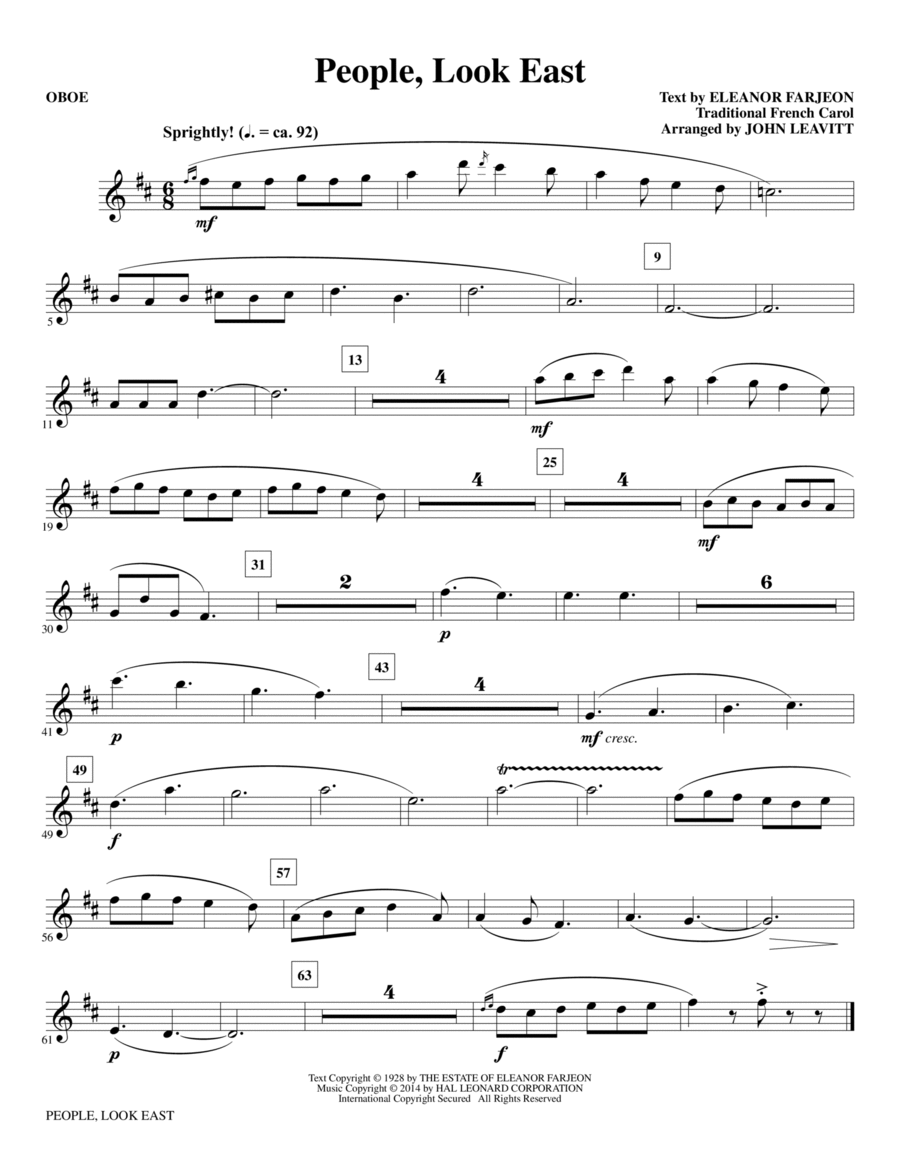 People, Look East - Oboe Choir scores gallery preview page 1