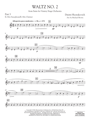Waltz No. 2 (from Suite for Variety Stage Orchestra) (arr. Brown) - Pt.3 - Eb Alto Sax/Alto Clar.