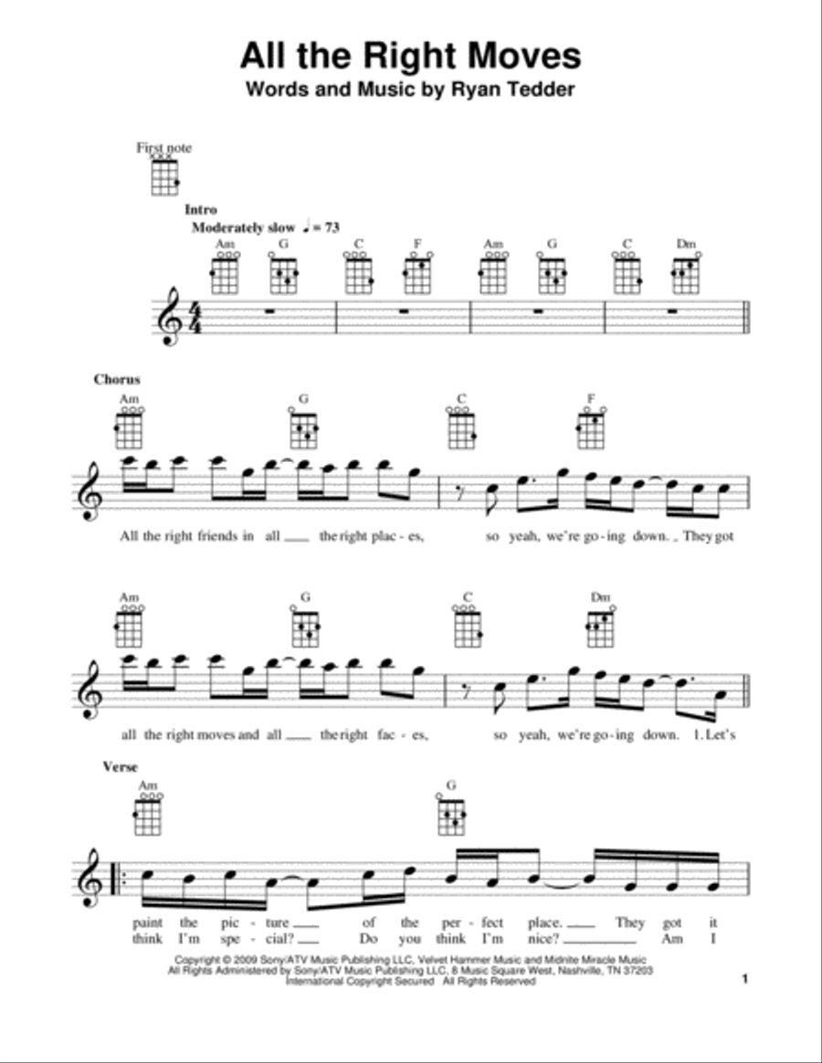 All The Right Moves Ukulele scores gallery preview page 1