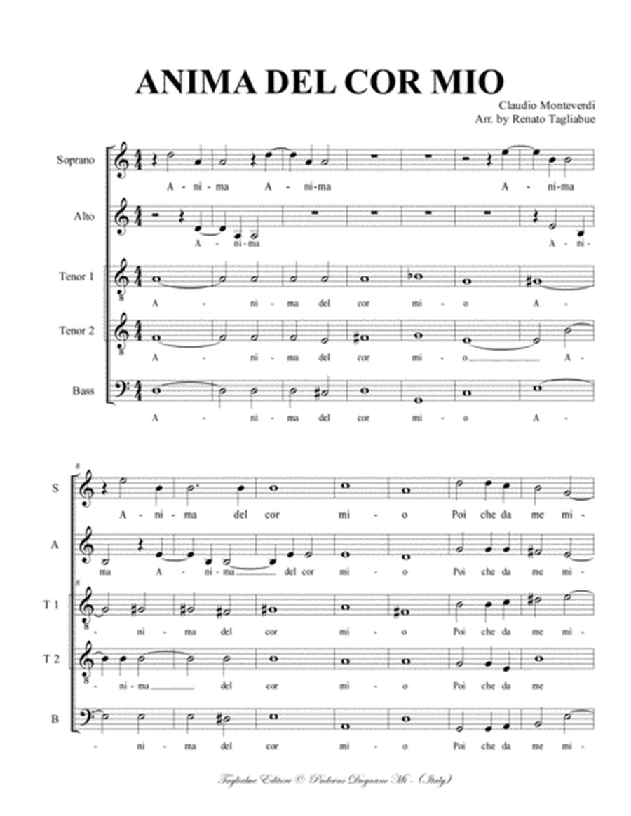 ANIMA DEL COR MIO - C. Monteverdi - For SATTB Choir image number null