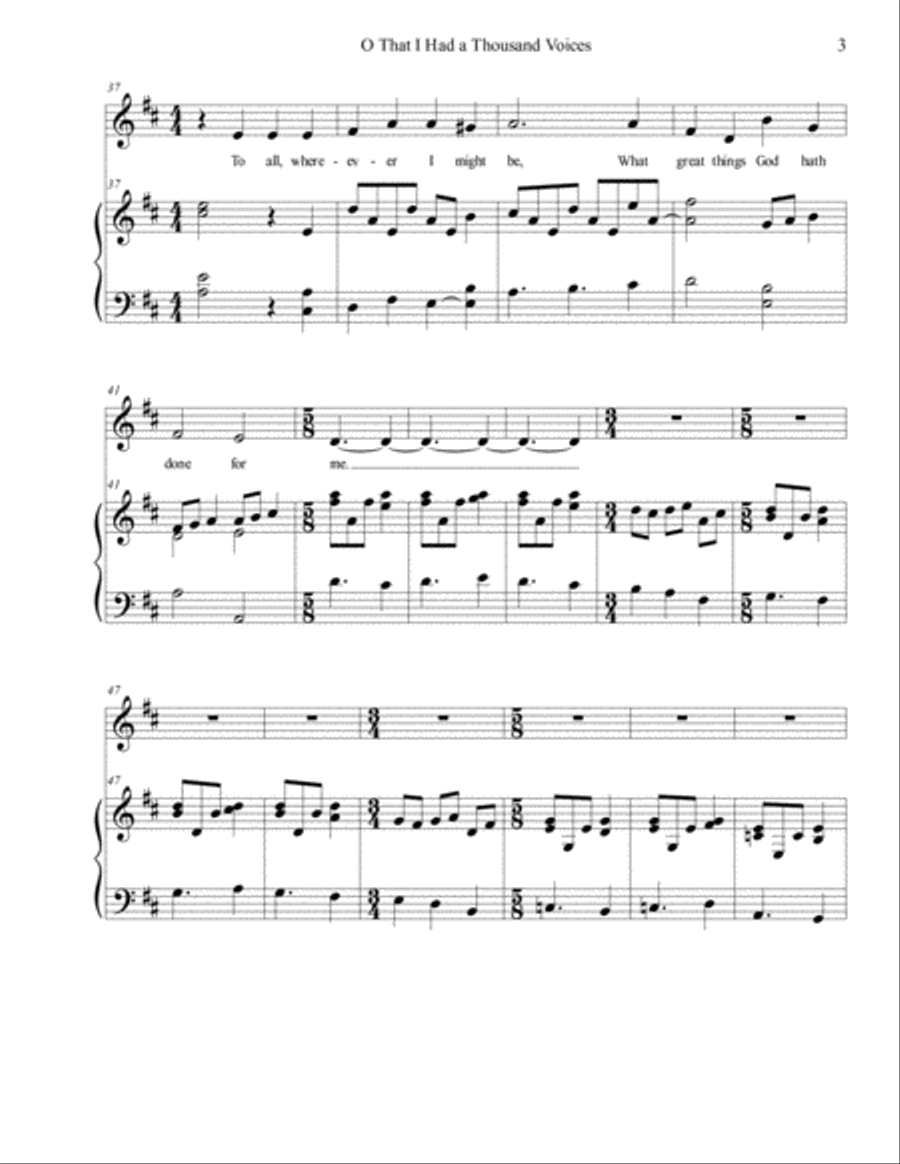 O That I Had a Thousand Voices (O DASS ICH TAUSEND), Medium/Low Voice, arr. Brenda Portman Medium Voice scores gallery preview page 3