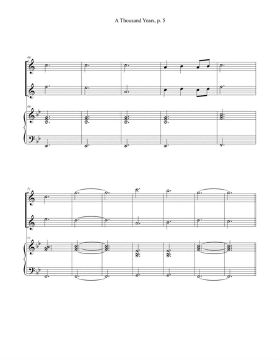 A Thousand Years Clarinet Duet scores gallery preview page 5