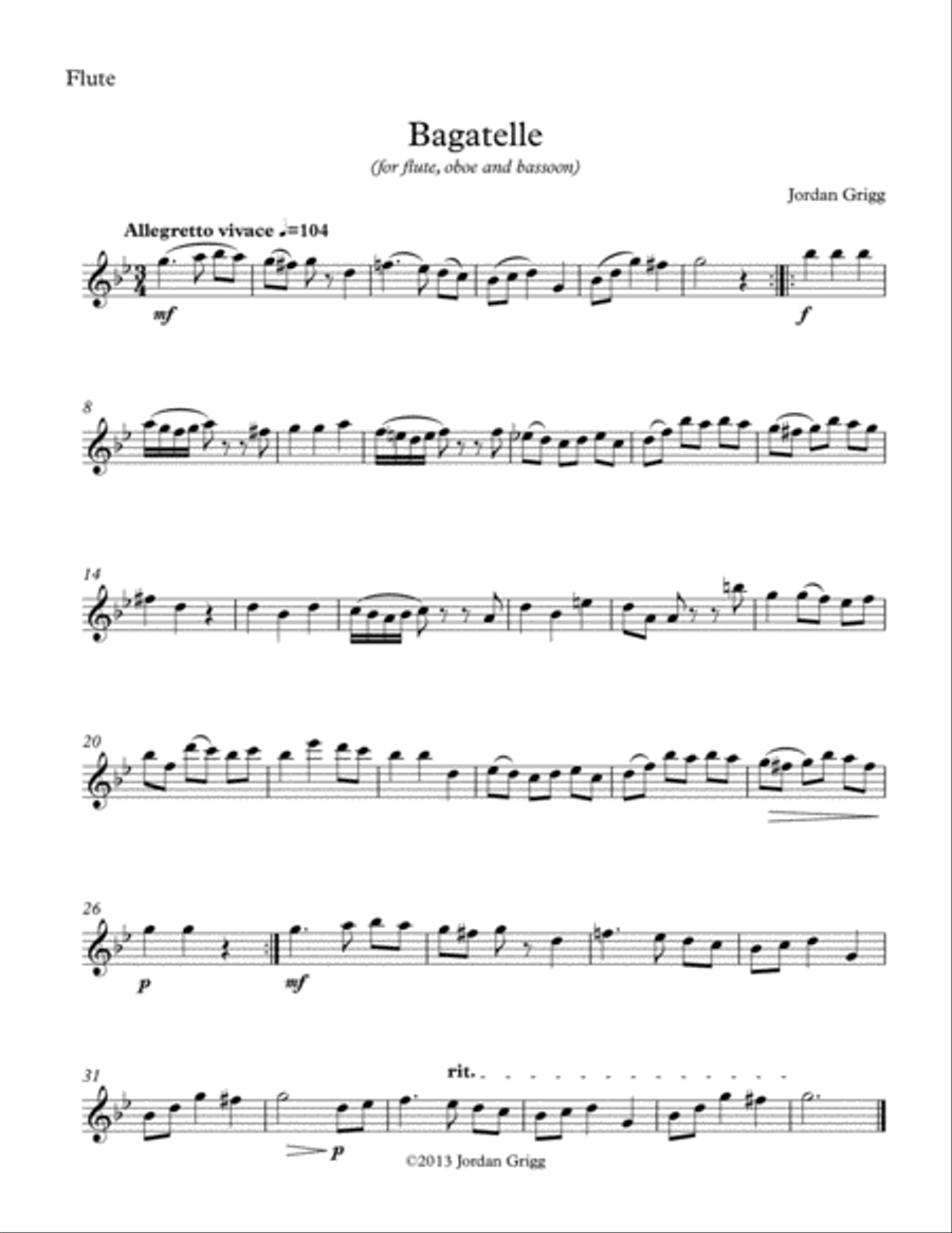 Bagatelle (for flute, oboe and bassoon) Bagatelle (for flute, oboe and bassoon) Woodwind Trio scores gallery preview page 3