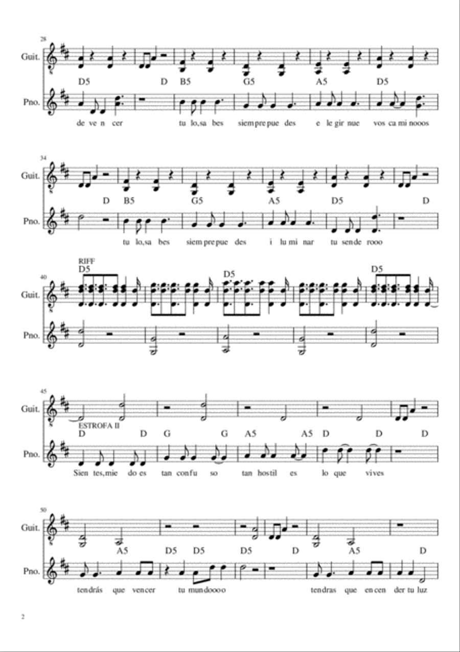 iluminando el camino iluminando el camino Piano, Vocal, Guitar scores gallery preview page 2