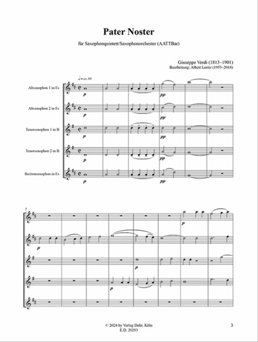 Pater Noster (für Saxophonquintett/Saxophonorchester)