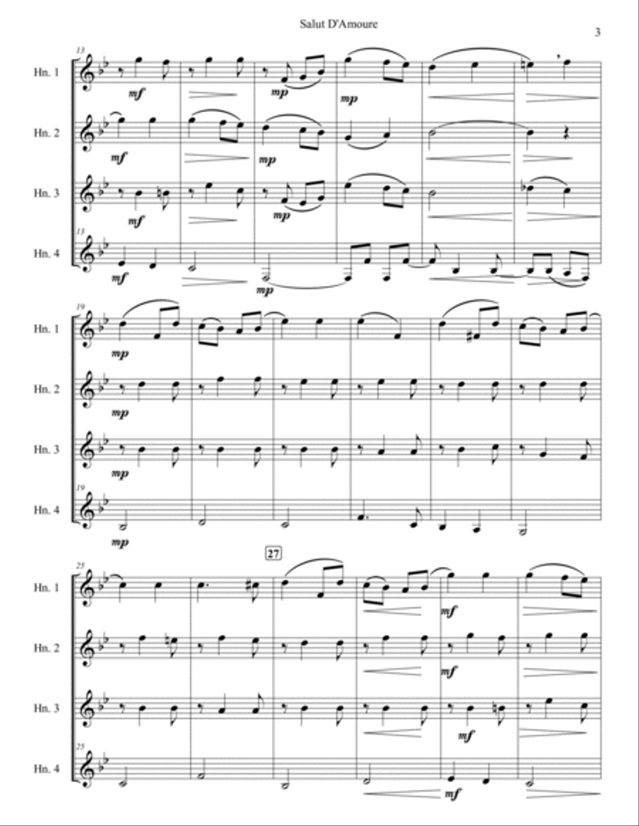 Salut De'Amoure (Liebesgruss) Brass Quartet scores gallery preview page 3