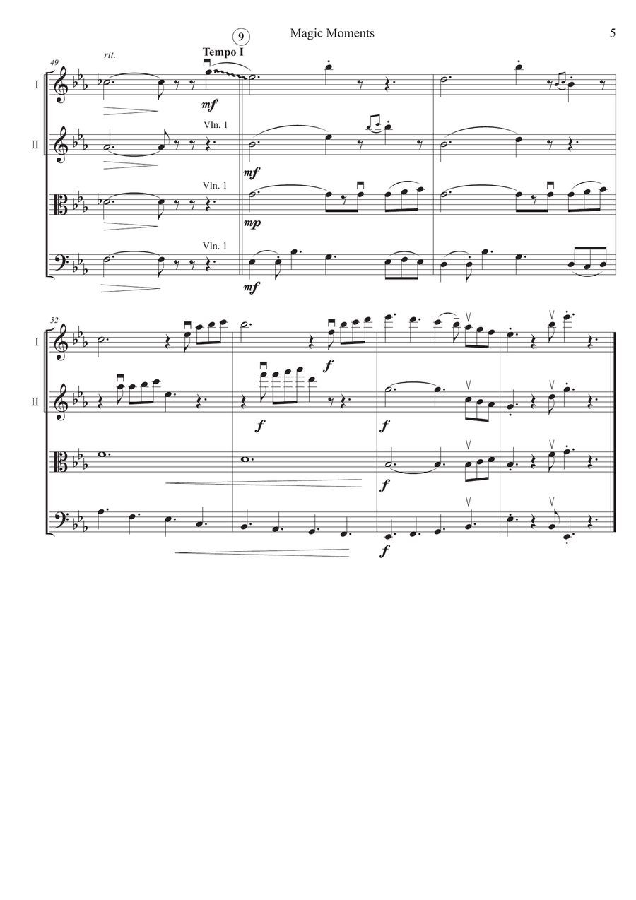 Magic Moments Magic Moments String Quartet scores gallery preview page 5