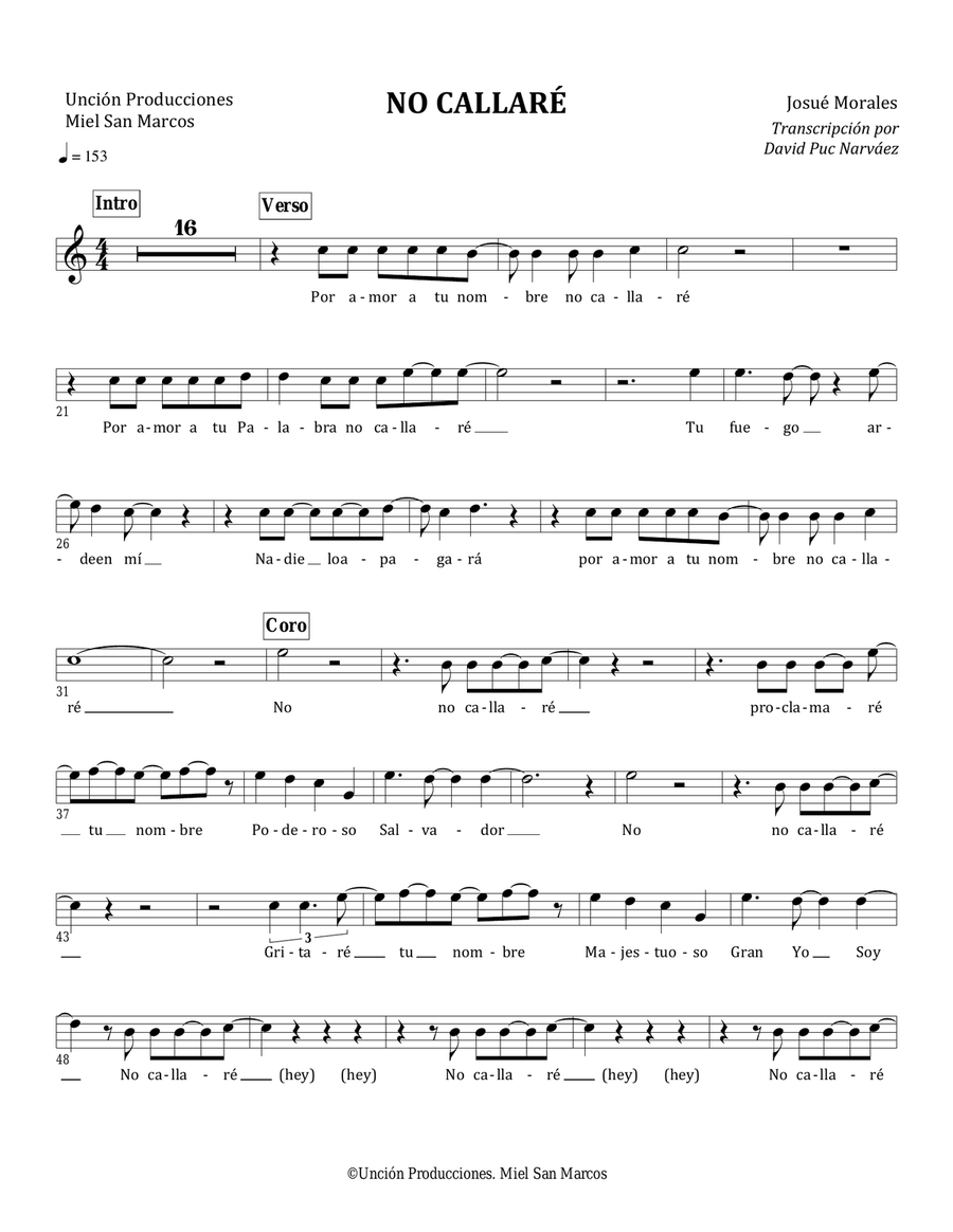 Miel San Marcos - NO CALLARE (Partitura) - Álbum Proezas Small Ensemble scores gallery preview page 2