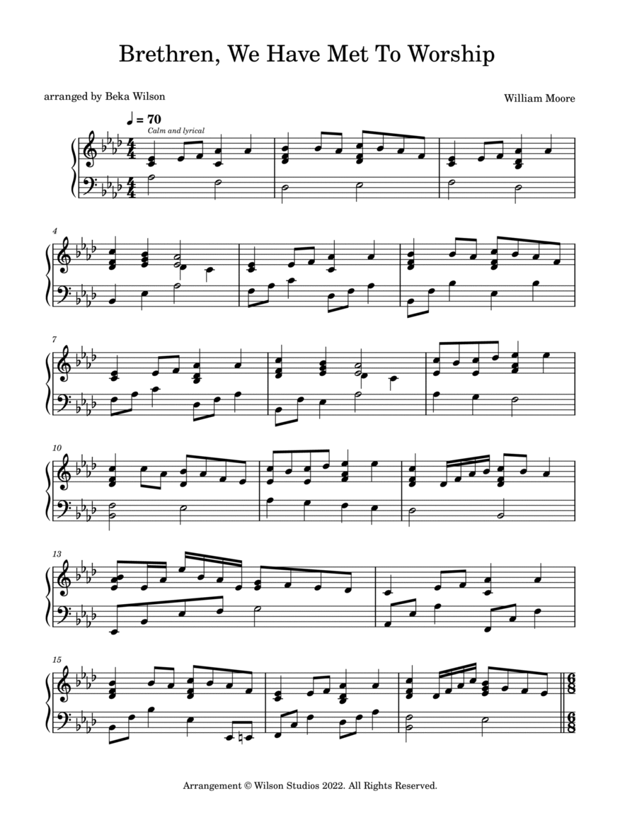 Brethren, We Have Met To Worship--piano solo image number null