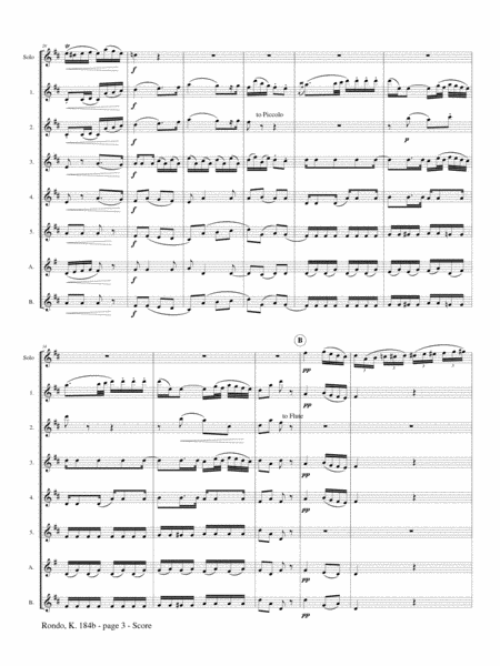 Rondo K. 184b for Solo Flute and Flute Choir