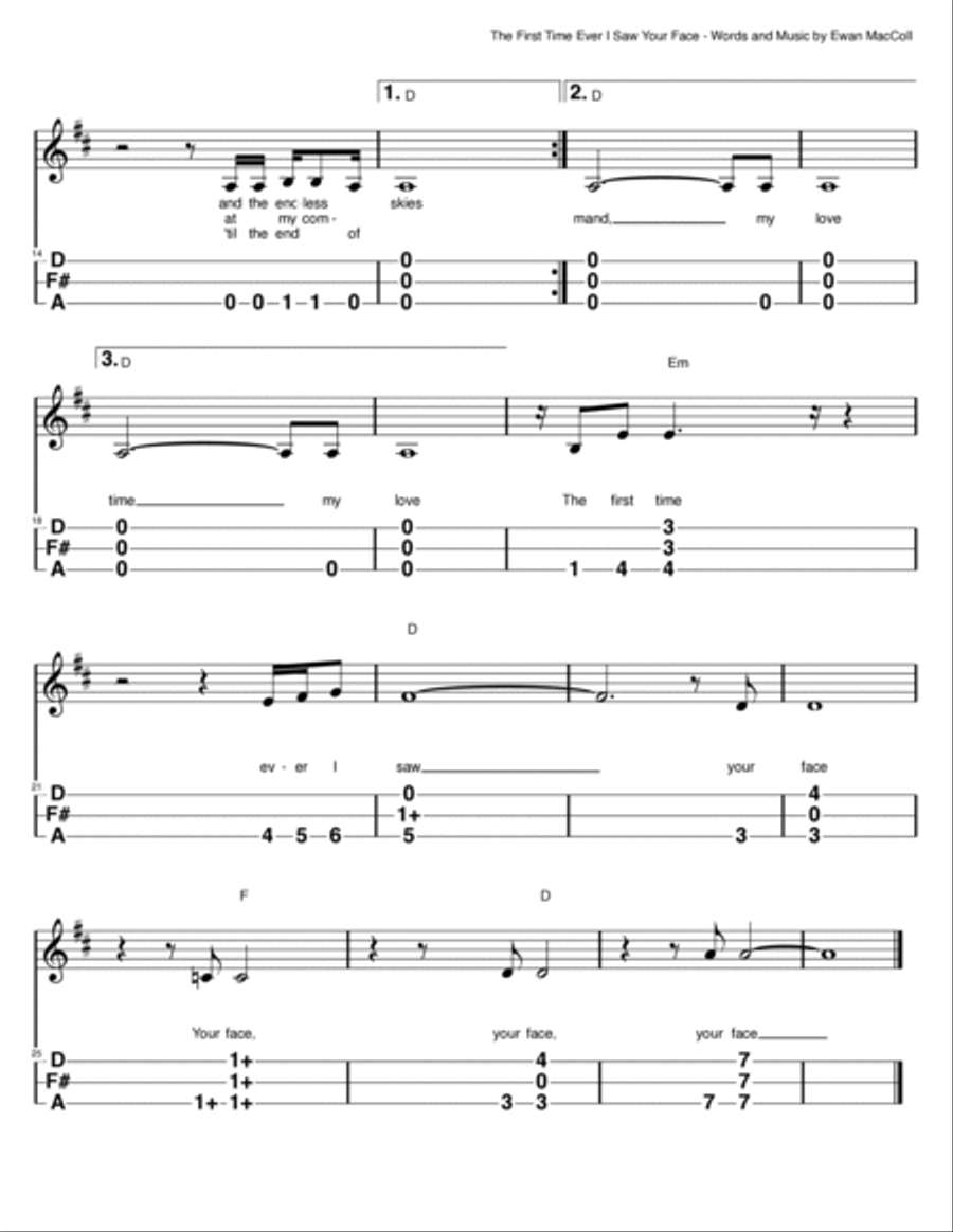 The First Time Ever I Saw Your Face Dulcimer scores gallery preview page 2