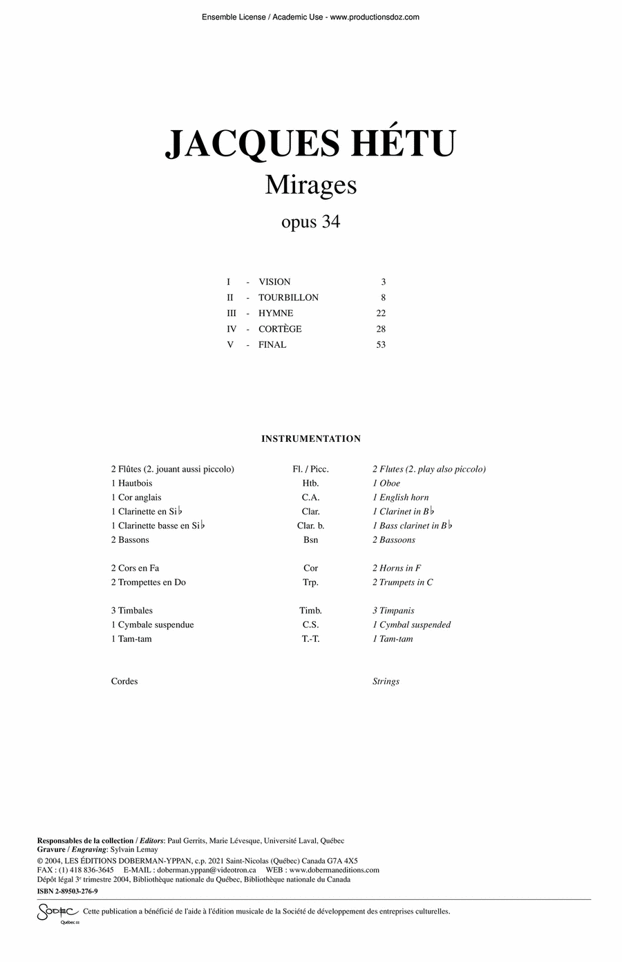 Mirages op. 34 Orchestra scores gallery preview page 1
