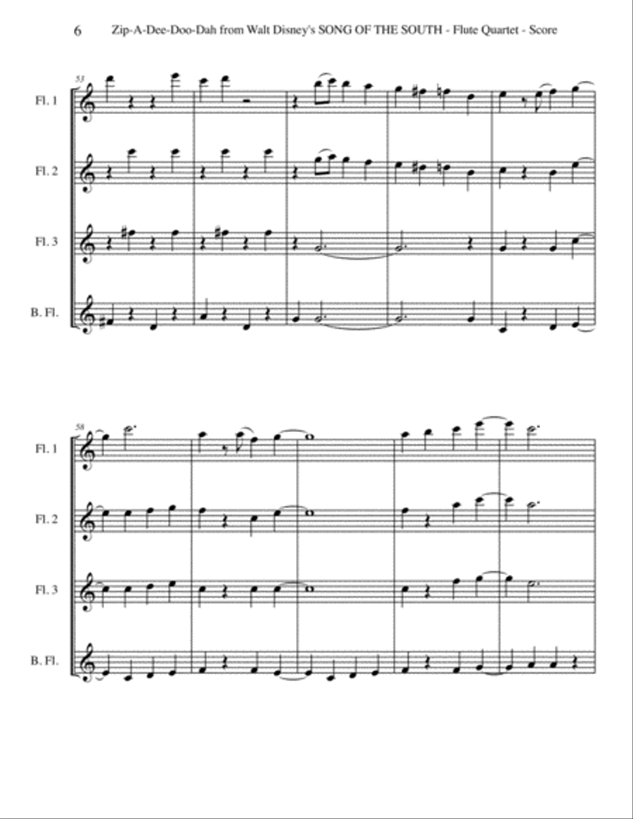 Zip-A-Dee-Doo-Dah Woodwind Quartet scores gallery preview page 6