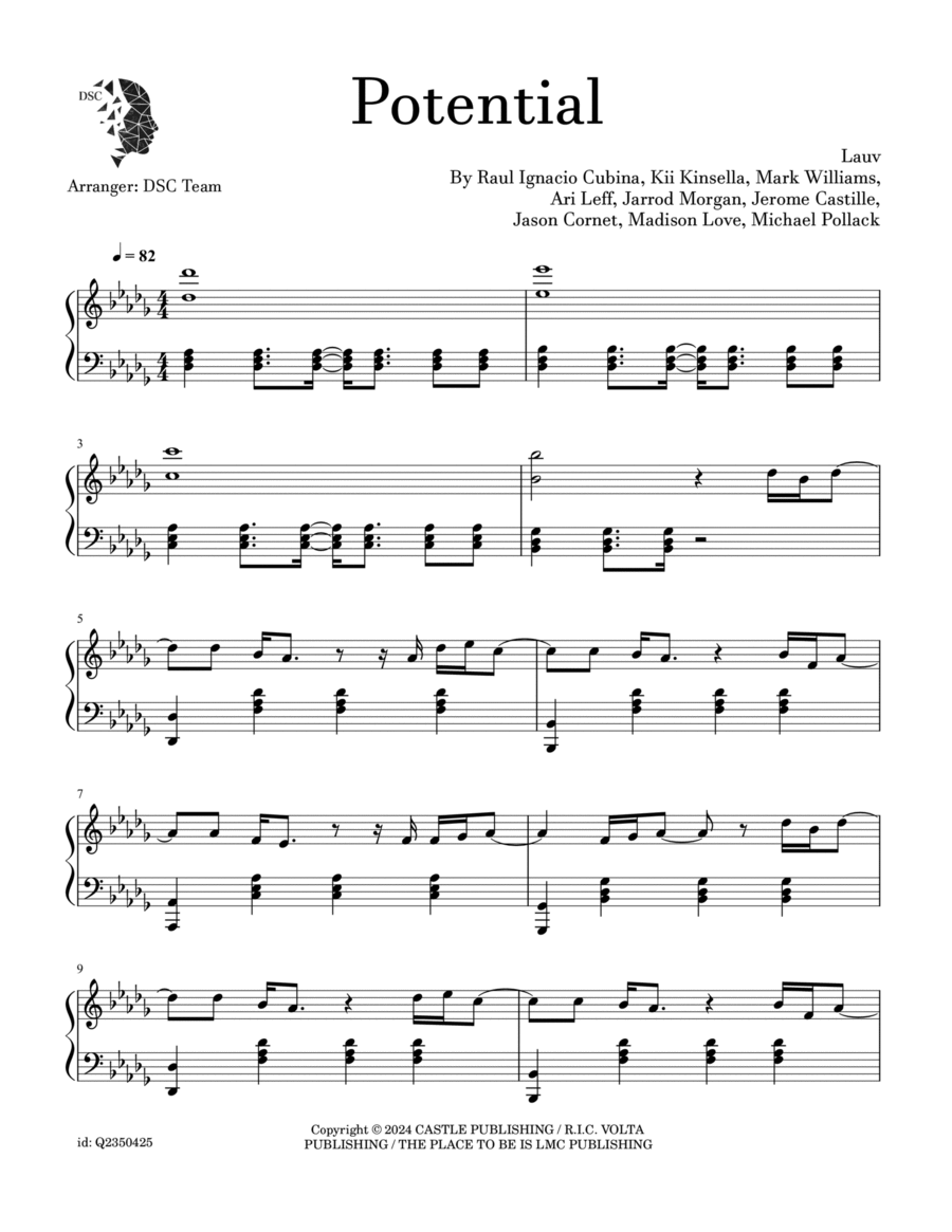 Potential Potential Piano Solo scores gallery preview page 1
